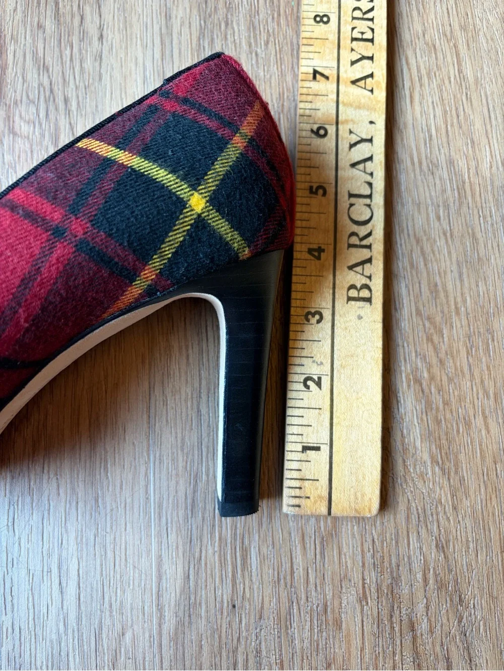 Lauren Ralph Lauren Corah Embroidered Logo Plaid Pumps Tartan Heels Size 9.5B